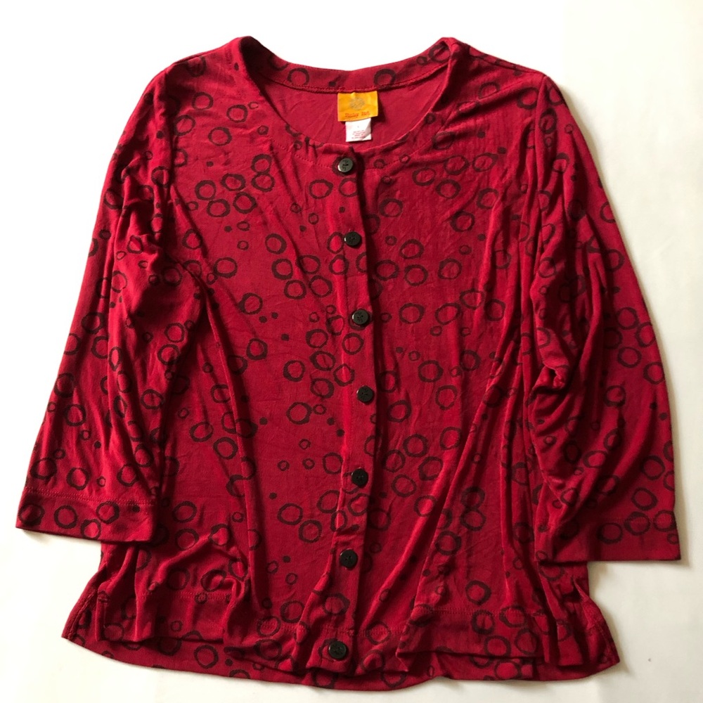 Women Ruby Rd Size L Red And Black Color Top - 0839